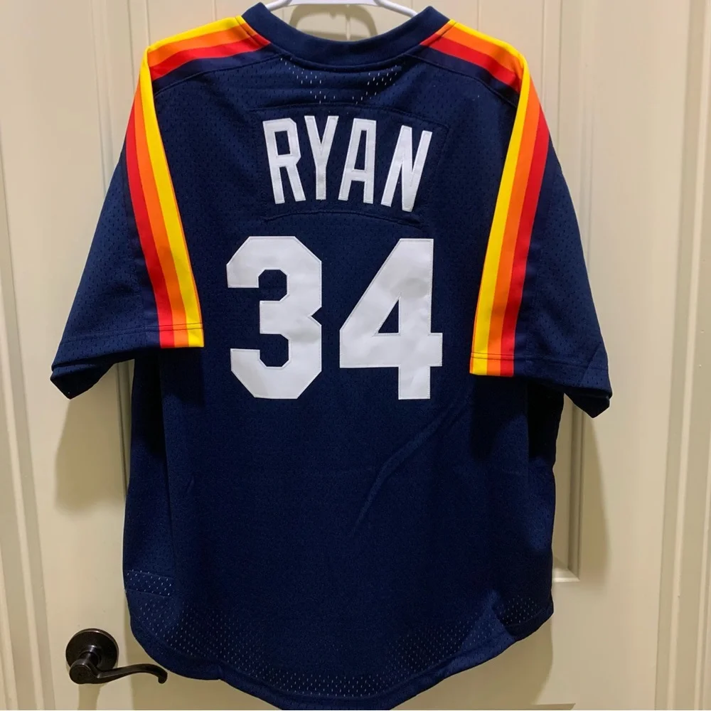 Mitchell & Ness 1980 Houston Astros Nolan Ryan Pullover Blue Jersey #34 2XL NEW - Picture 7 of 14